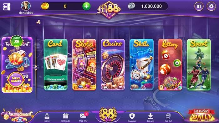 Hệ thống trò chơi của cổng game M88 vin